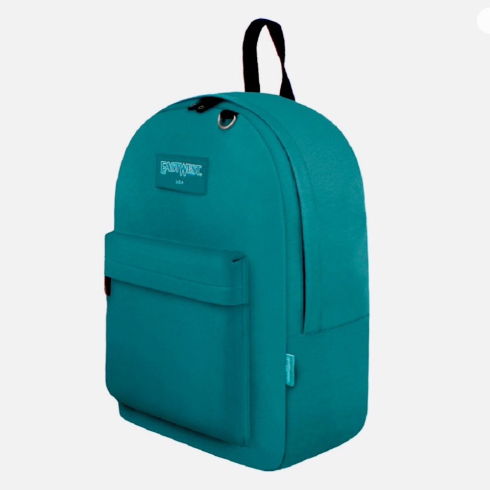 East West Side Mesh Bottle Holder Simple Backpack with Key Holder Turquoise